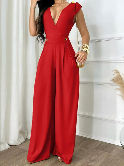 V Neck Sleeveless Jumpsuit