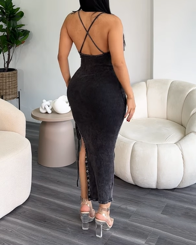 Beautiful Back Slit Strapless Bodycon Dress (Pre-sale)