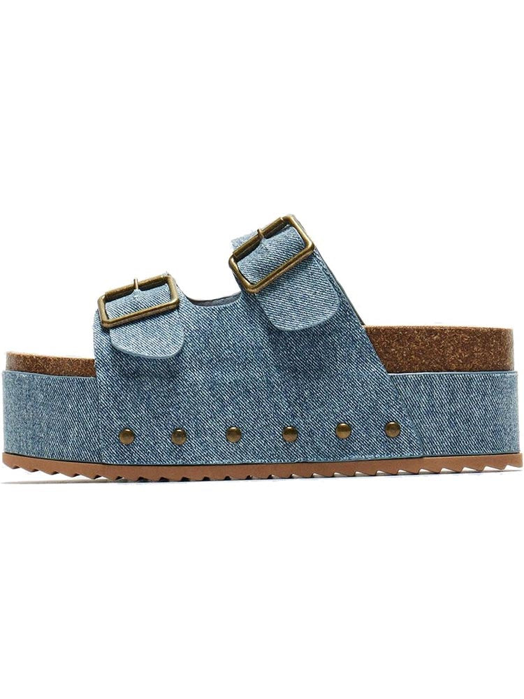 Double Buckle Strap Platform Sandals