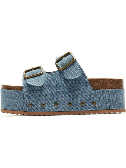 Double Buckle Strap Platform Sandals