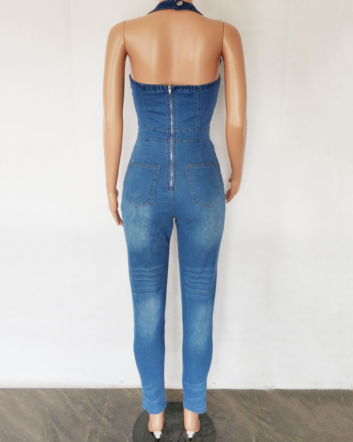 Sleeveless Halter Jumpsuit Jeans