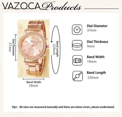 6PCS Set Luxury Watch/Earrings/Necklace