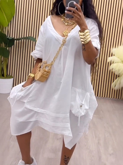 Morchique V-Neck Button Dress