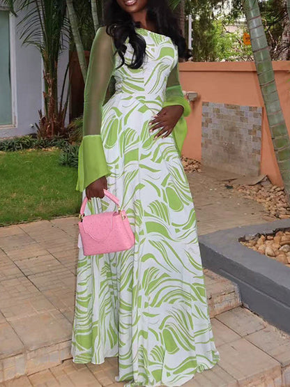 Printed One‑Shoulder Maxi Dress