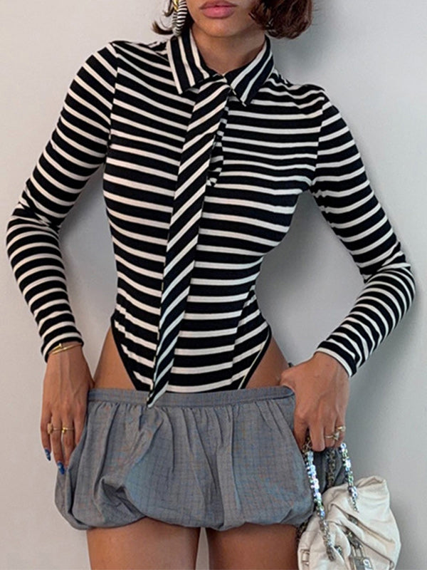 Striped Tie Bodysuit