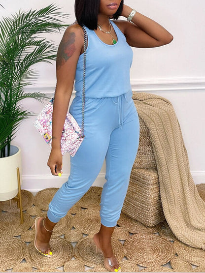 Sleeveless Drawstring Jumpsuit