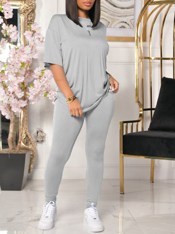Solid Tee & Pants Set