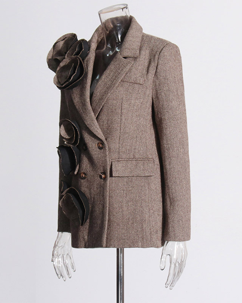 Crafted 3D Floral Designs For Tweed Blazer