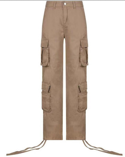 Low-Rise Multi-Pocket Cargo Casual Pants