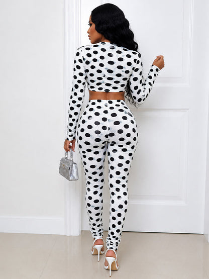 Dot Crop Top & Pants Set