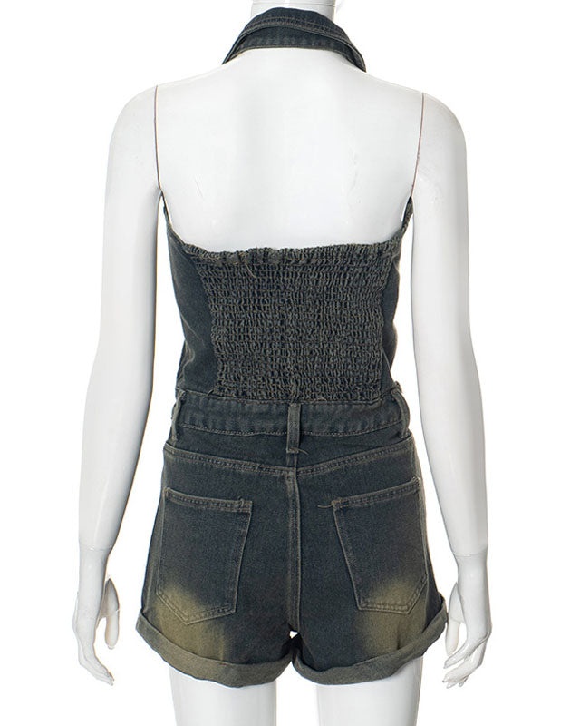 Denim Shorts 2-In-1 Jumpsuit