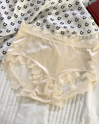 Sexy Hollow Lace Panties Cornsilk