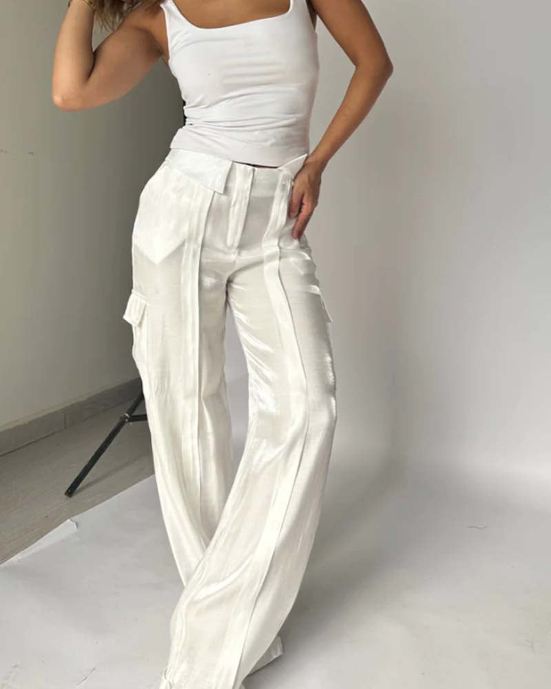 Loose Mercerized Pants Wide Leg