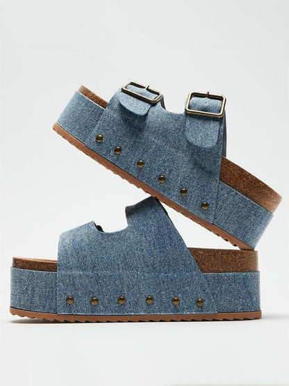 Double Buckle Strap Platform Sandals