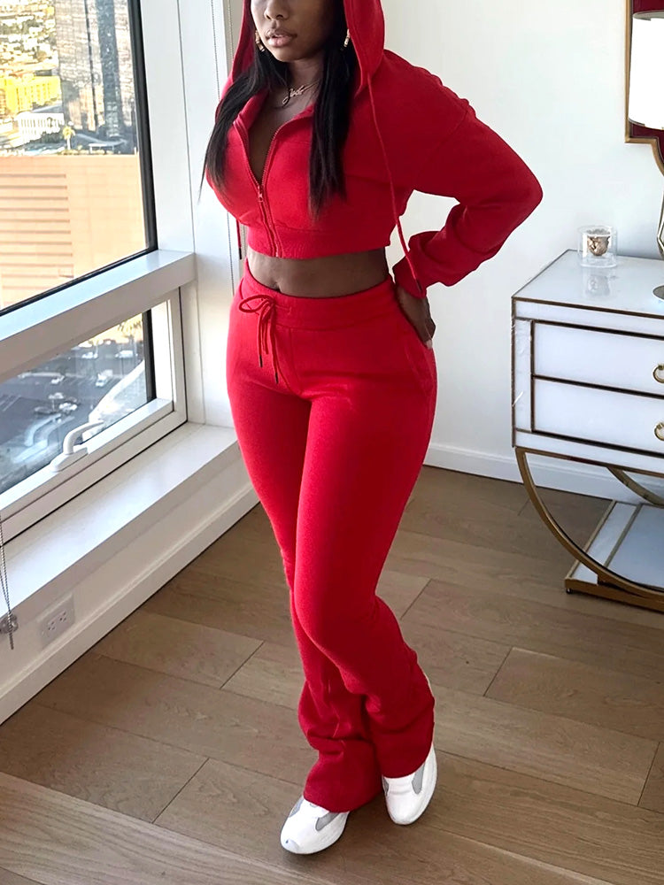 Basic Hoodie Extended Pants Set