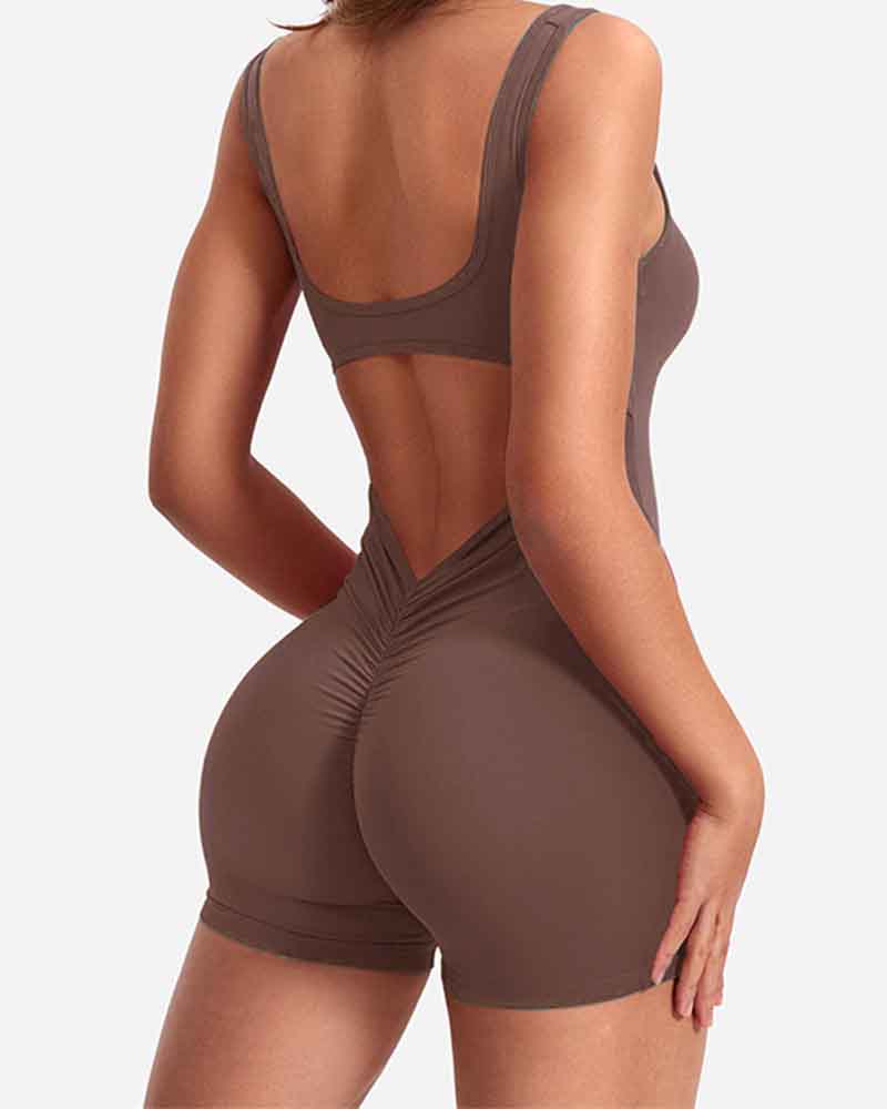 Backless Sleeveless Hip Lift Yoga Jumpsuit Peru