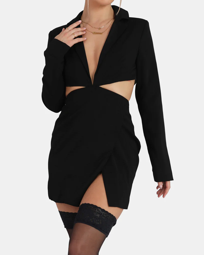 Cut out Chain Waist Blazer Dress (Pre-sale)