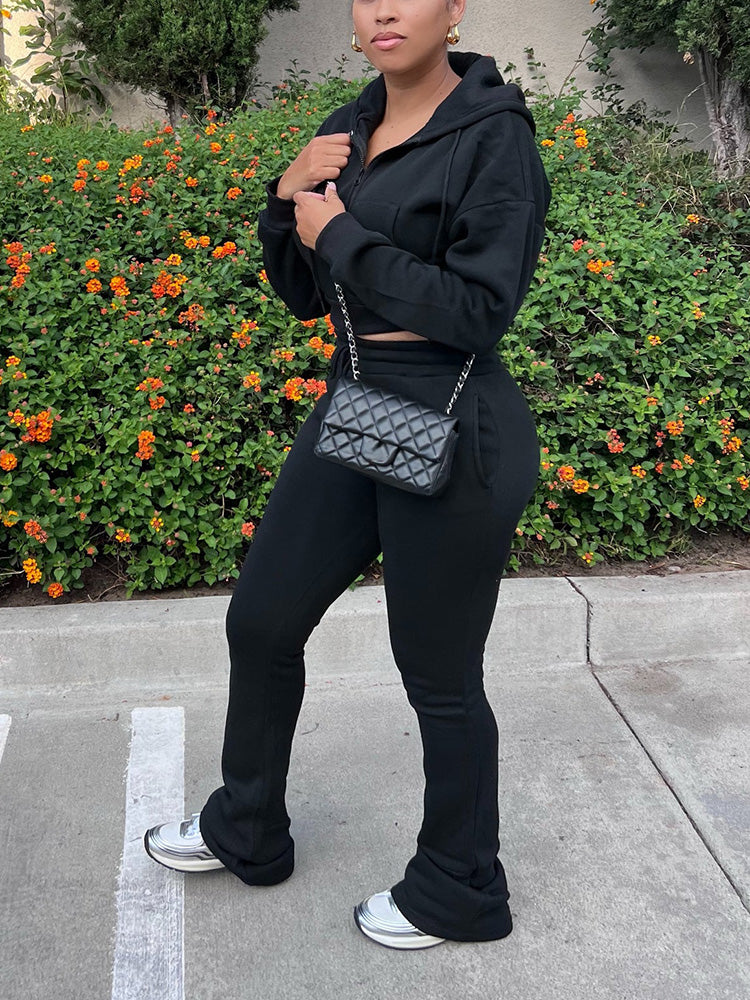 Basic Hoodie Extended Pants Set