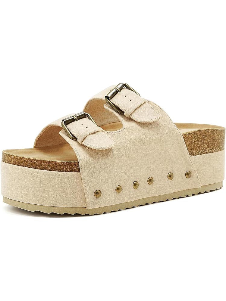 Double Buckle Strap Platform Sandals