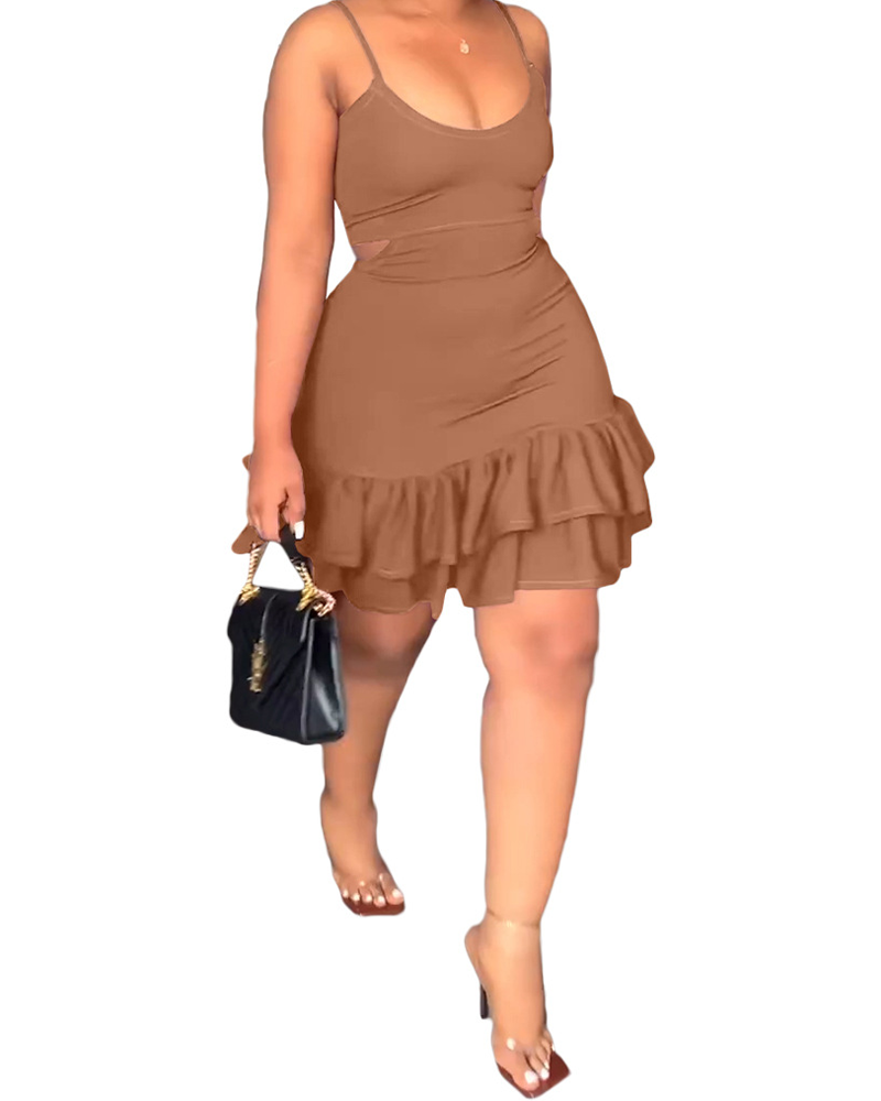 Sling Ruffled Hip Dress