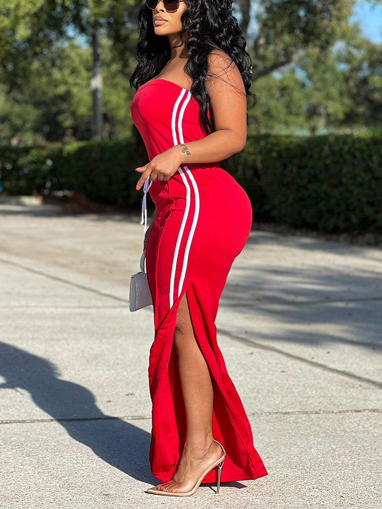 Striped Tube Top & Wide Pants Set