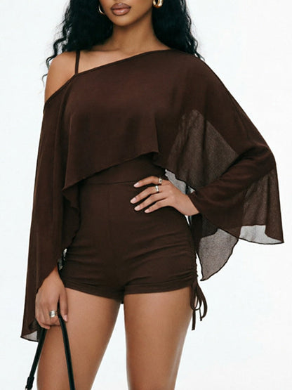 Boat Neck Top & Cami Romper Set