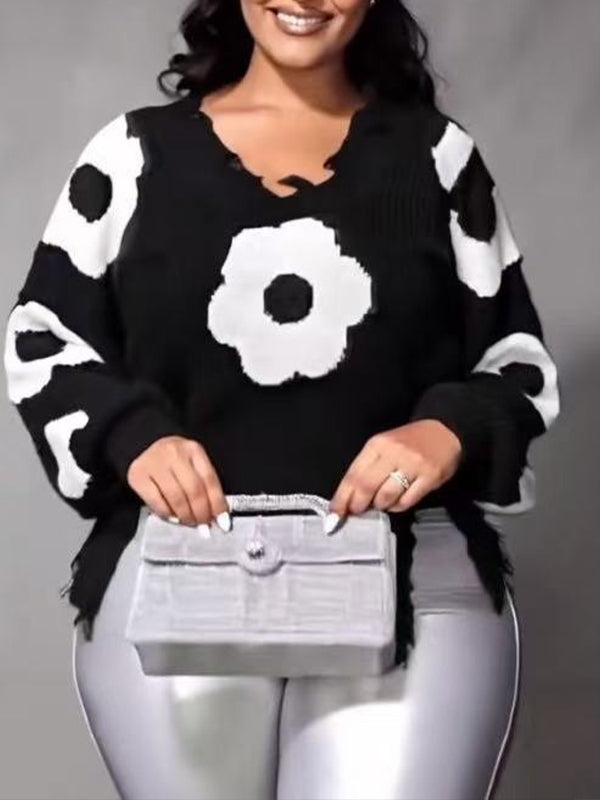 Floral Distressed Sweater