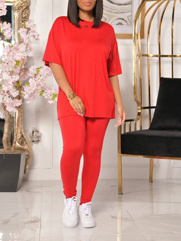 Solid Tee & Pants Set