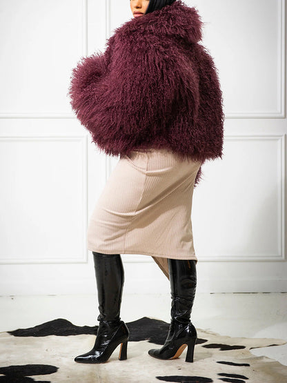 Cloud Mongolian Fur Jacket