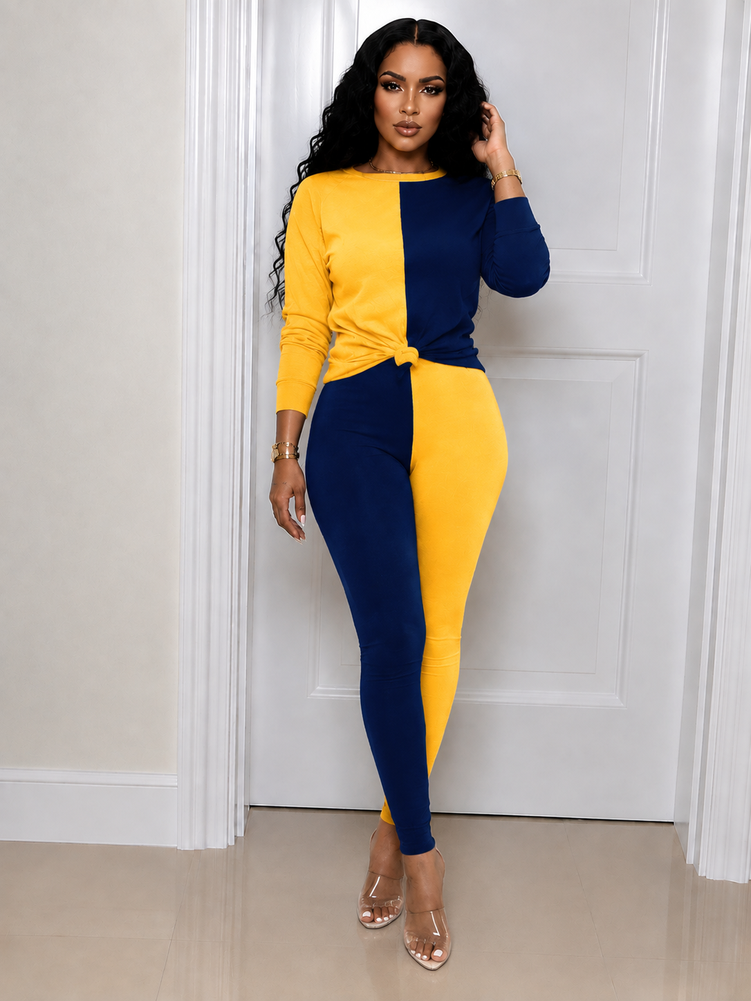 Colorblock Combo Top & Pants Set
