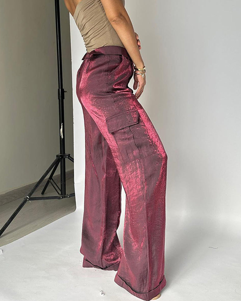 Loose Mercerized Pants Wide Leg