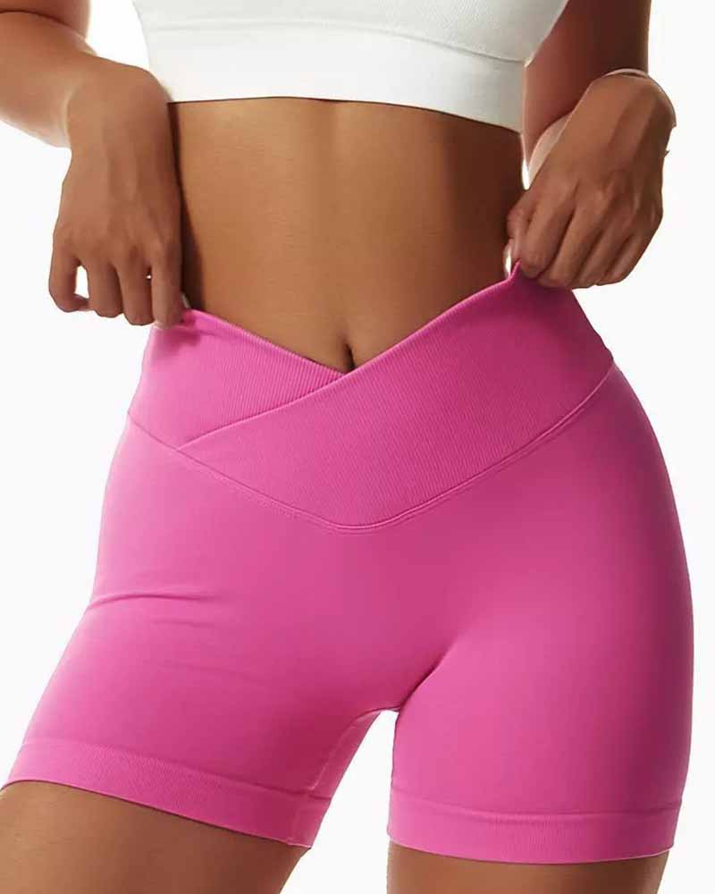 Peach Butt Tight Three-Quarter Yoga Shorts HotPink