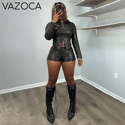 Faux Leather Biker Set