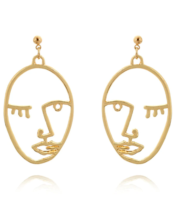 Fashion Creative Face Beaded Decorate Hollow Earrings