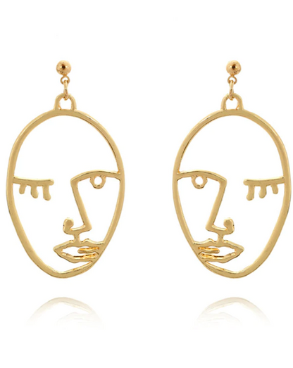 Fashion Creative Face Beaded Decorate Hollow Earrings