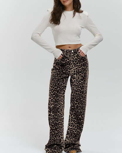 Casual Leopard Print Pants