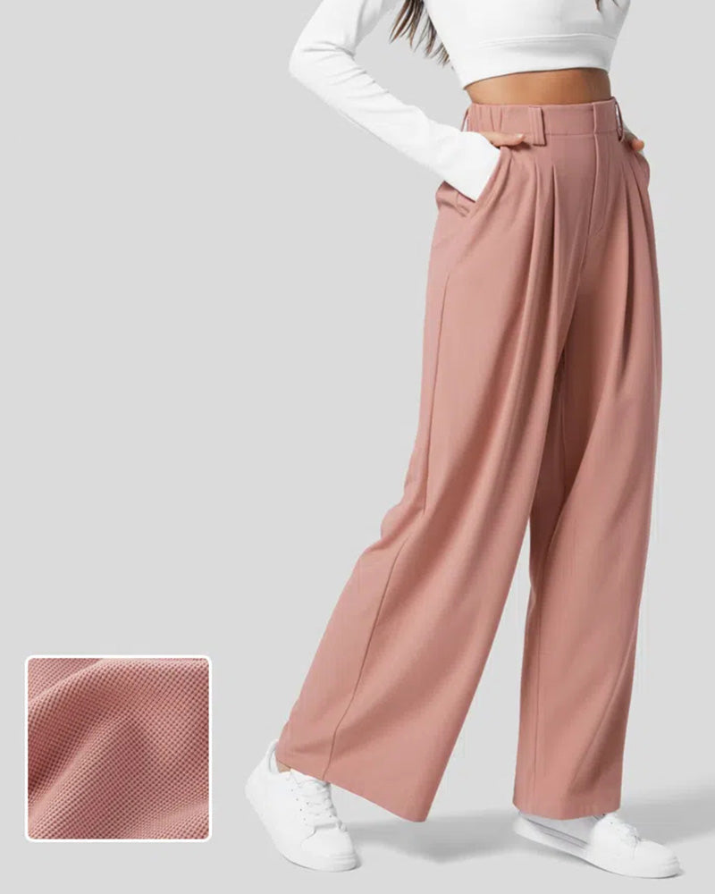 Waffle Wide Leg Casual Suit Pants（Pre-sale） Pink