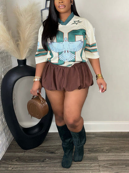 Graphic Breathable Jersey Top