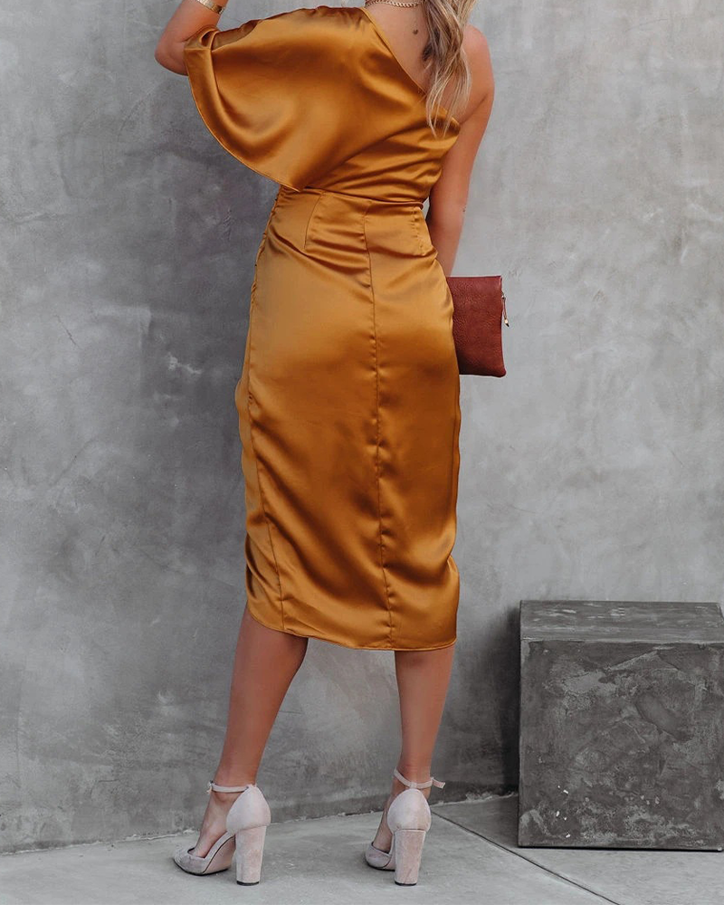 One-Sided Sleeve Irregular Dress