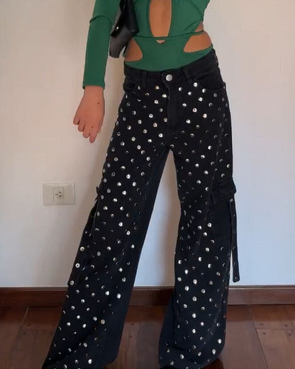 Metallic Sequin Loose Non-stretch Casual Pants (Pre-sale)