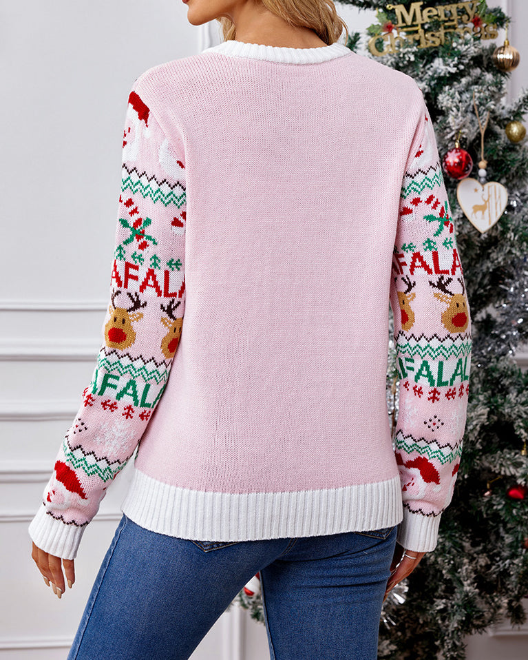 Pink Knitted Christmas Sweater