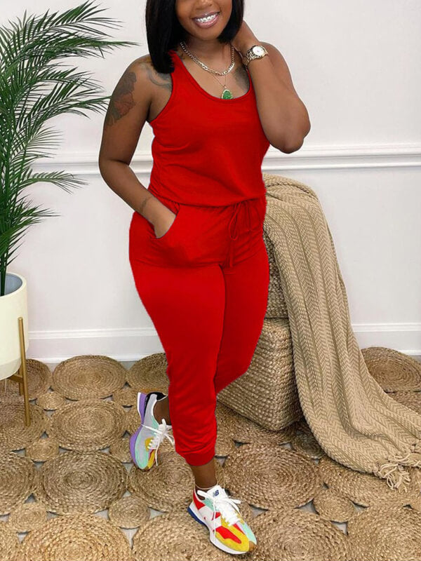 Sleeveless Drawstring Jumpsuit