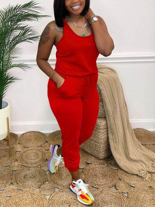 Sleeveless Drawstring Jumpsuit