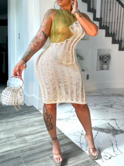 Morchique Two-Tone Sleeveless Knit Dress