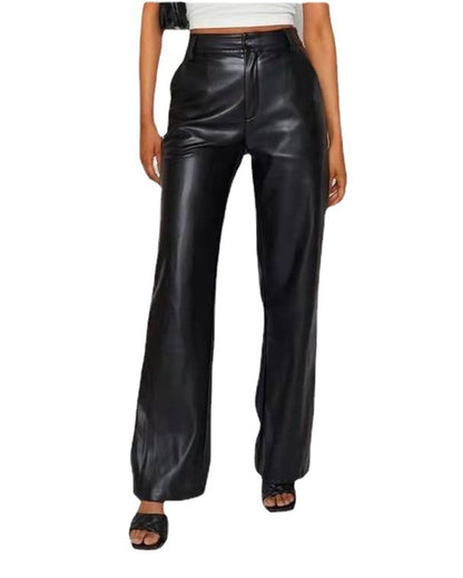 High Elastic Pu Leather Pants For Women Black