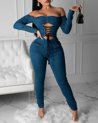 Knyt sexy denim jumpsuits