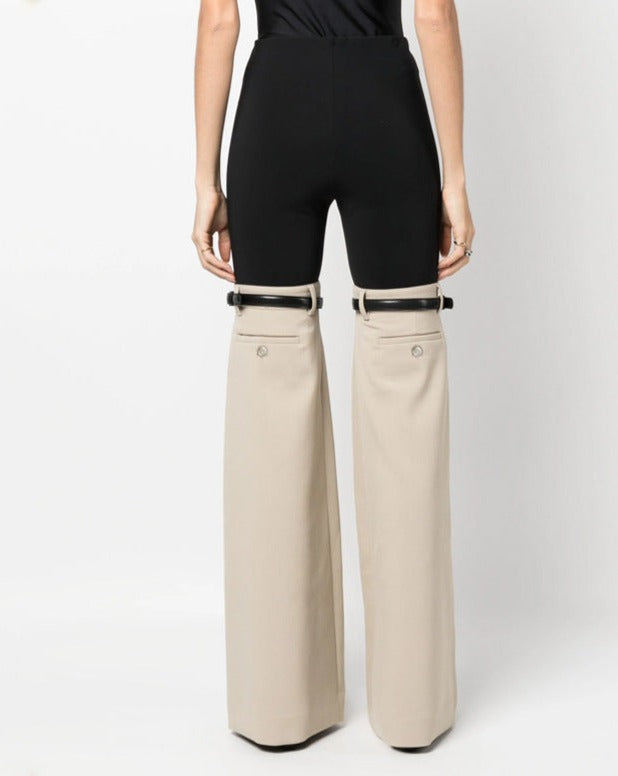 High-Waisted Elastic Cut Suit Pants With Flared Slimming Casual Pants Women