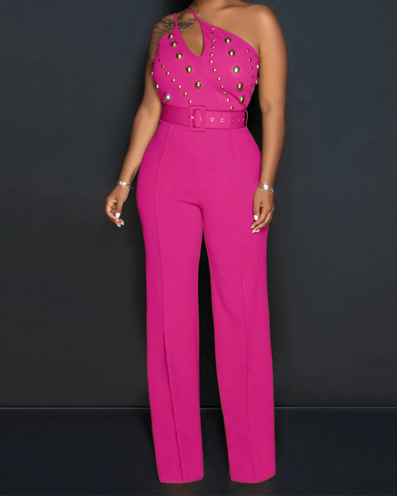 Single-Shouldered Wide-Legged Jumpsuits