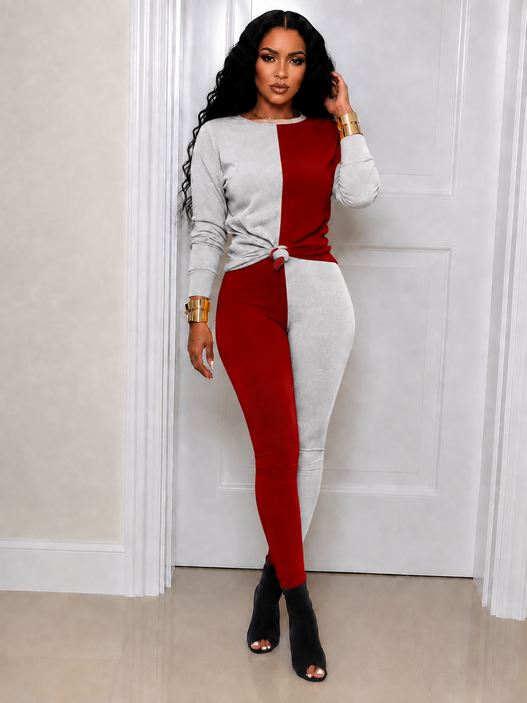 Colorblock Combo Top & Pants Set