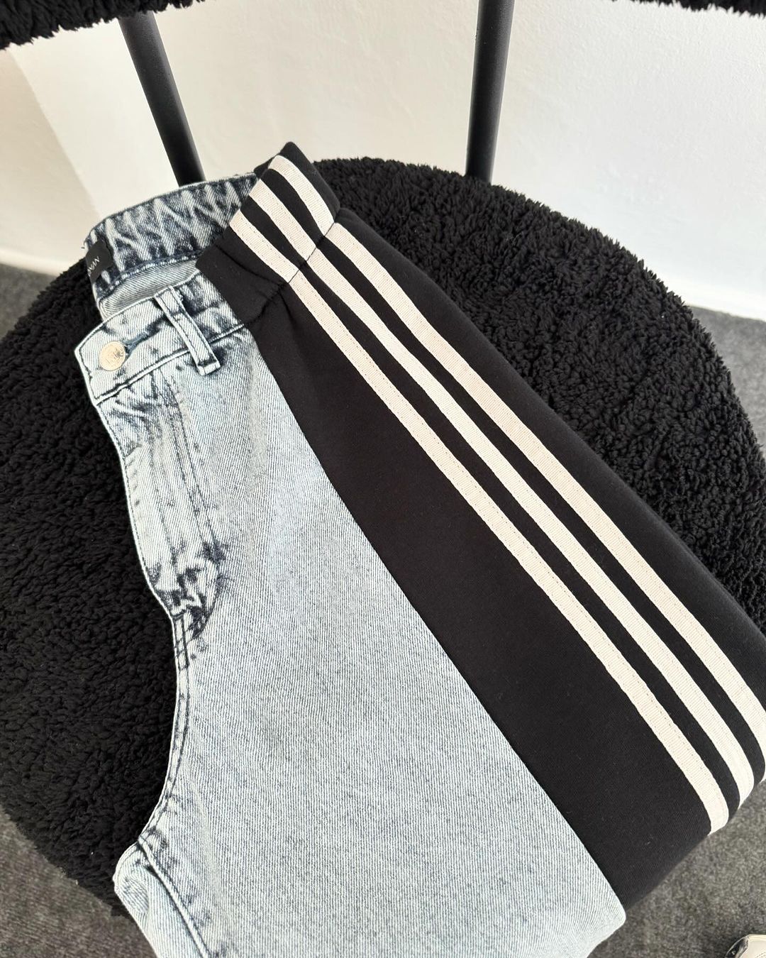 High Waisted Straight Pants Casual Pants Striped Patchwork Jeans Women